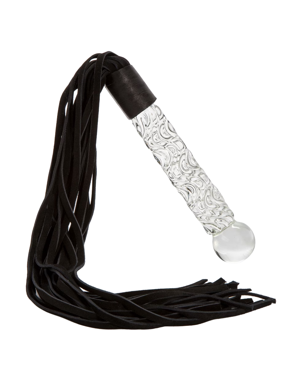 Icicles No. 38 Textured Glass Dildo with Flogger