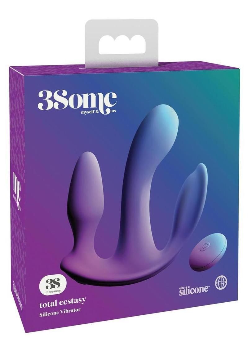 3Some Total Ecstasy Silicone Rechargeable Vibrator with Remote Control