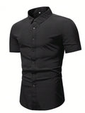 Men's Black Slim Fit Short Sleeve Casual Shirt