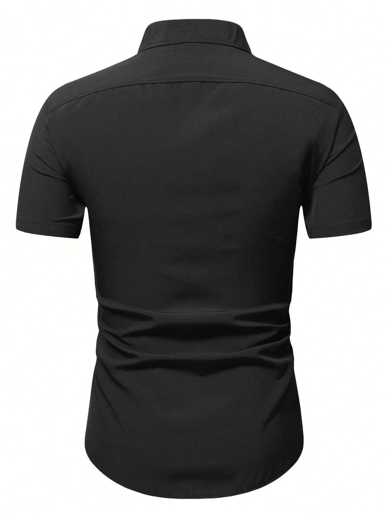 Men's Black Slim Fit Short Sleeve Casual Shirt