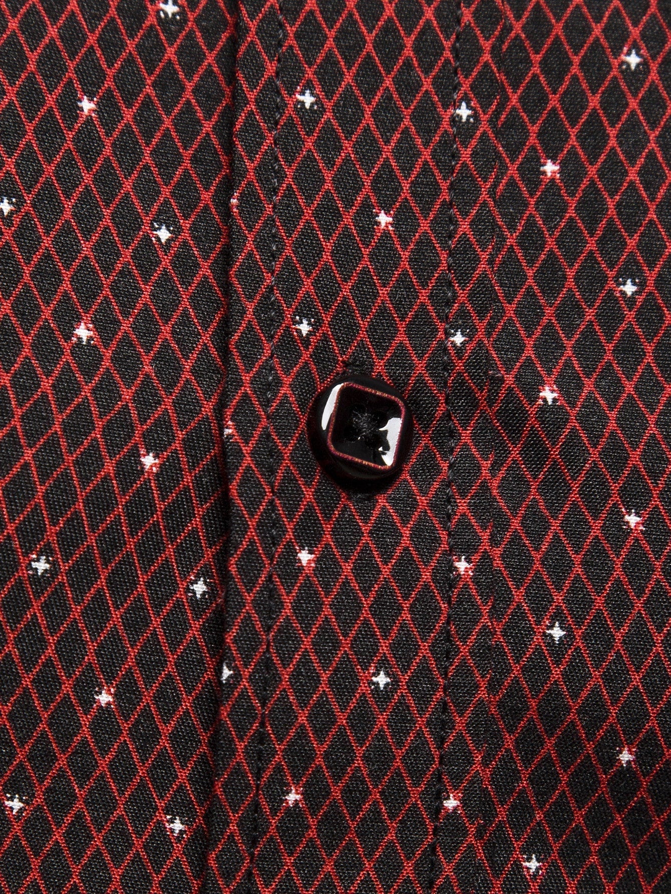Men's Burgundy Slim Fit Printed Short Sleeve Shirt
