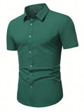 Men's Dark Green Slim Fit Short Sleeve Casual Shirt