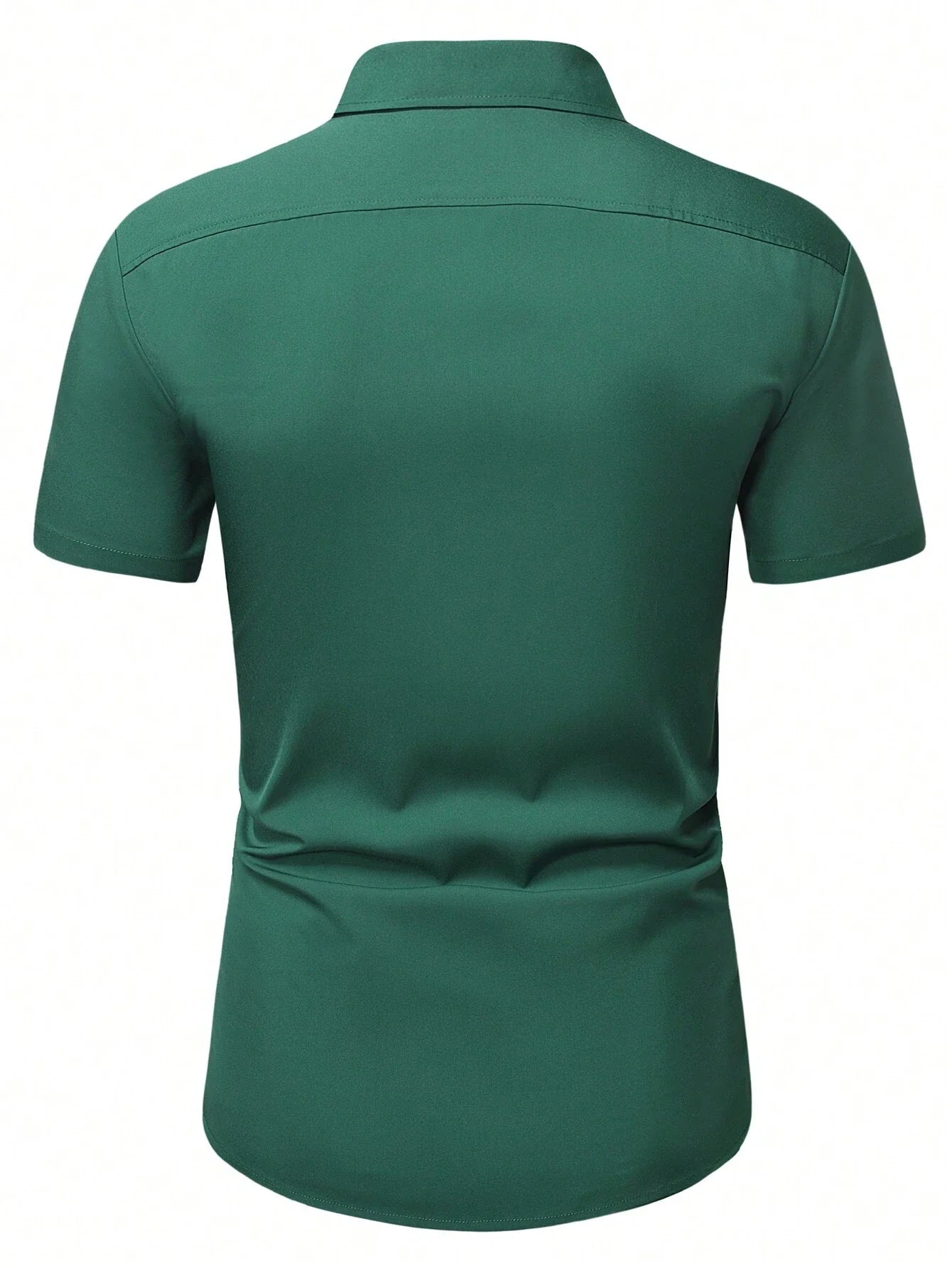 Men's Dark Green Slim Fit Short Sleeve Casual Shirt