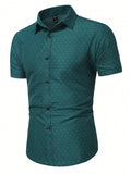 Men's Green Slim Fit Printed Short Sleeve Shirt