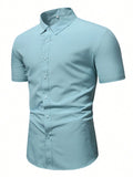 Men's Mint Green Slim Fit Short Sleeve Casual Shirt