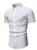 Men's White Slim Fit Short Sleeve Casual Shirt