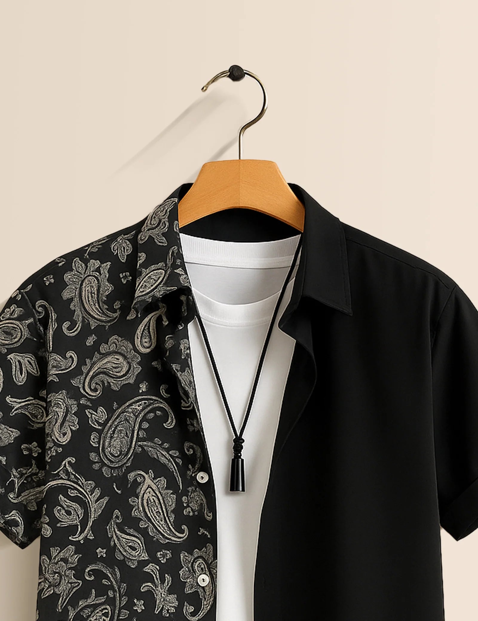 Men's Paisley and Solid Split – Printed Half Sleeve Shirt