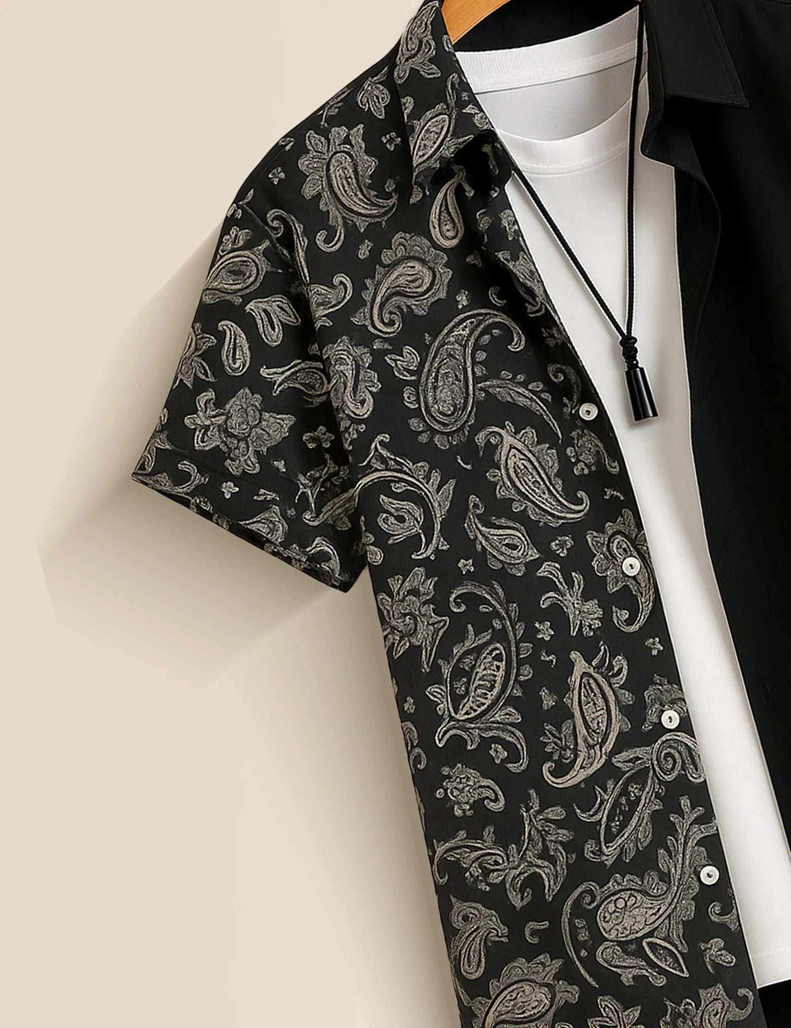 Men's Monochrome Cat Pattern – Printed Half Sleeve Shirt