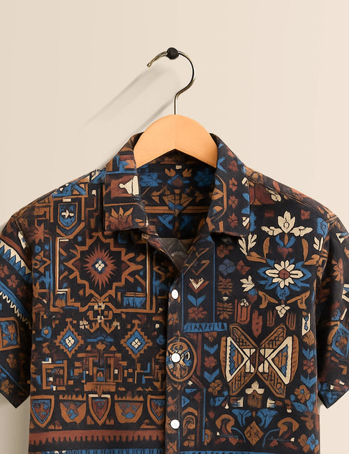 Men's Black Mystic Mosaic – Printed Half Sleeve Shirt