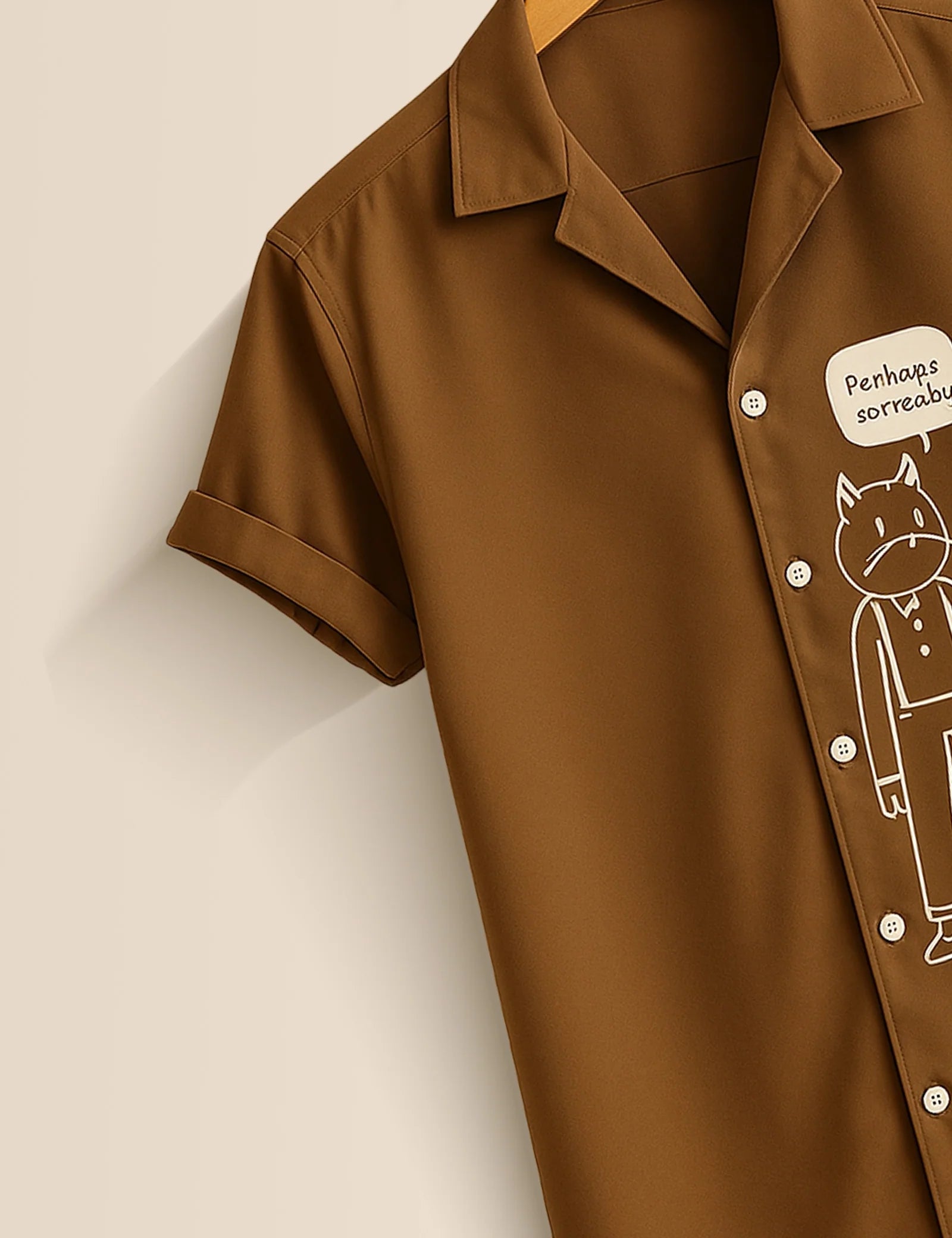 Men's Brown Cartoon Graphic - Printed Half Sleeve Shirt