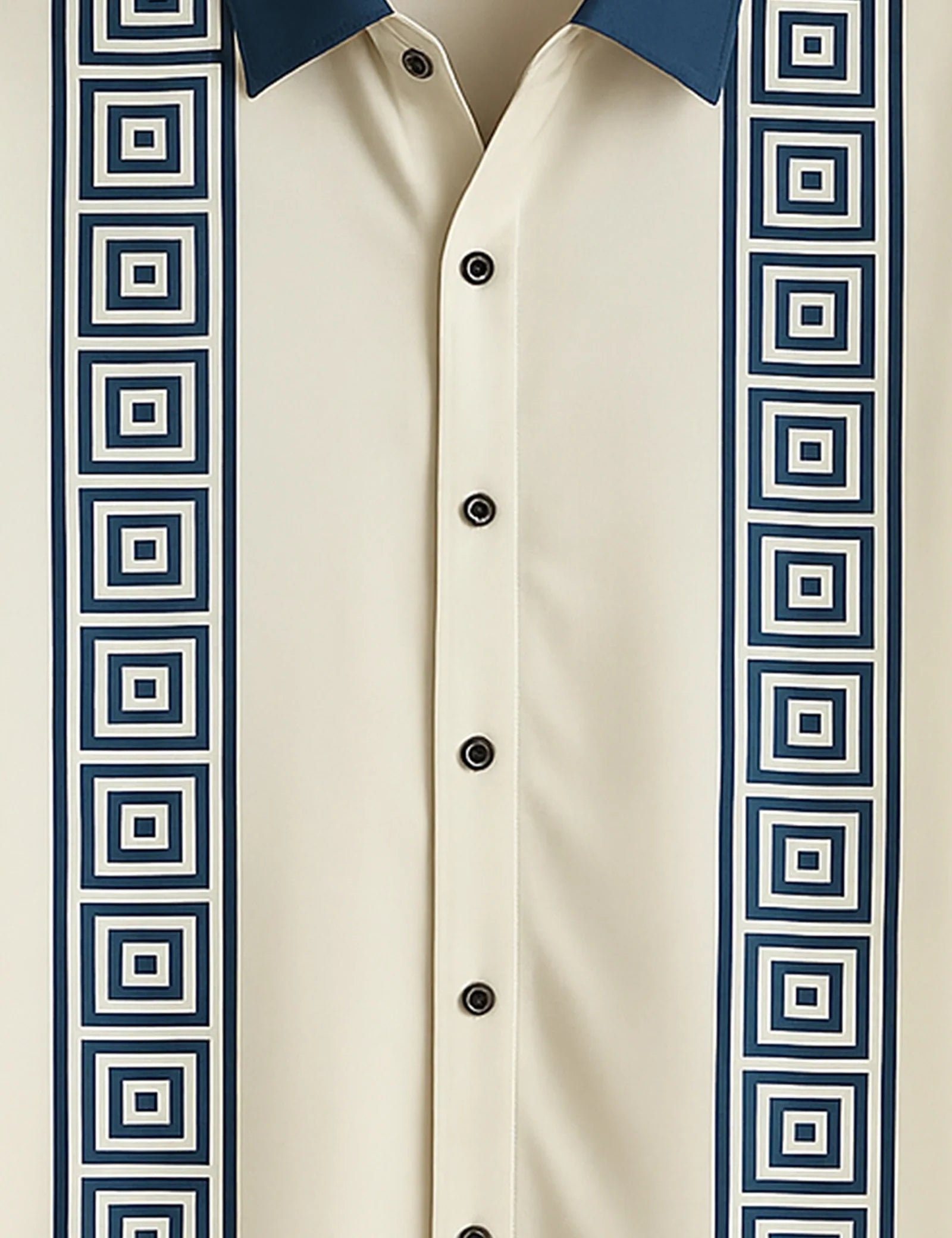 Men's Navy Geometric Stripe – Printed Half Sleeve Shirt