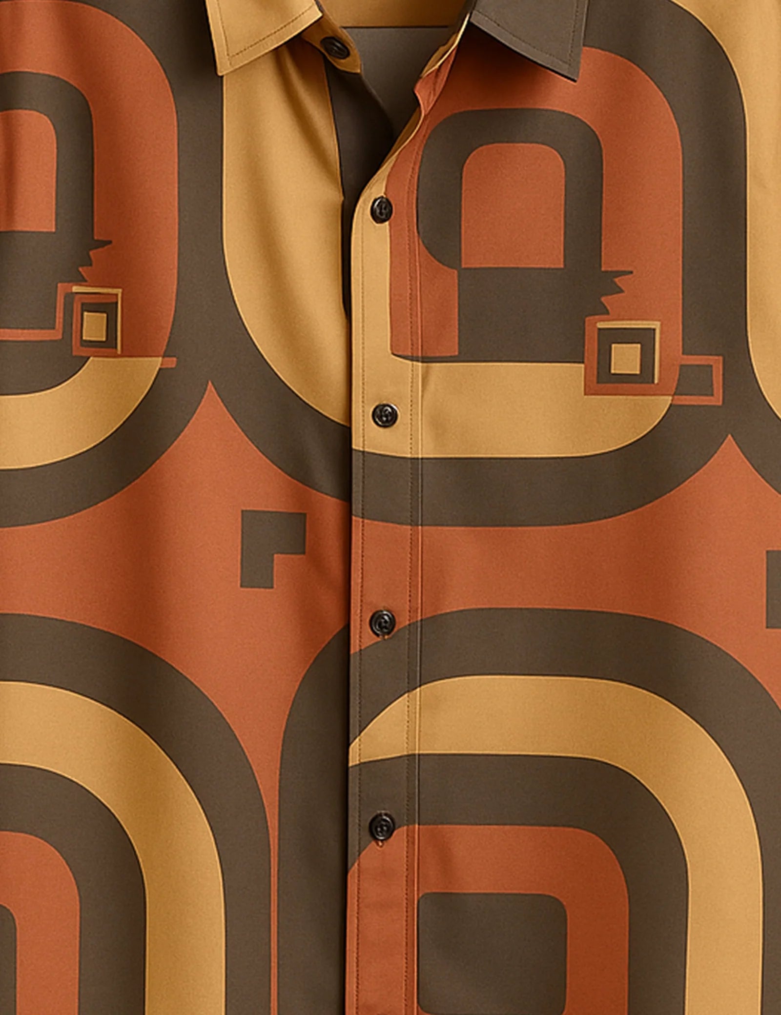 Men's Retro Geometric Wave – Printed Half Sleeve Shirt