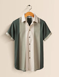 Men's Tri-Color Block Casual – Printed Half Sleeve Shirt