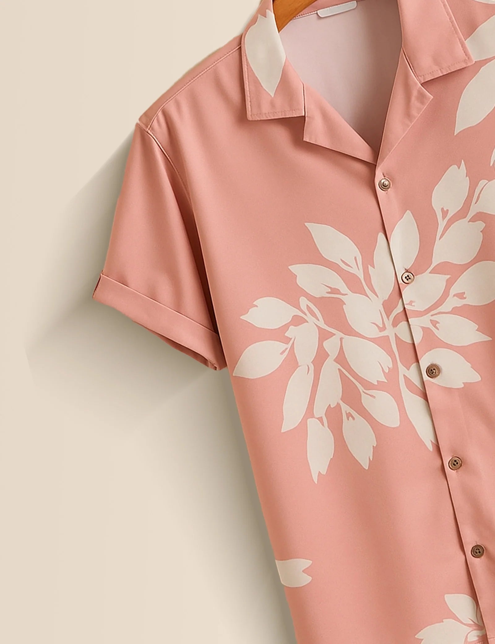 Men's Pink Flower Leaf Print – Printed Half Sleeve Shirt