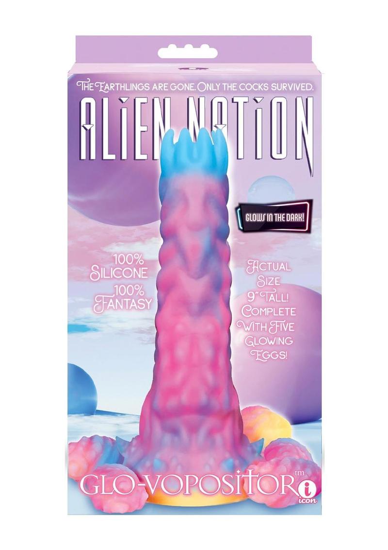 Alien Nation Glo-Vopositor Silicone Glow In The Dark Dildo with Eggs