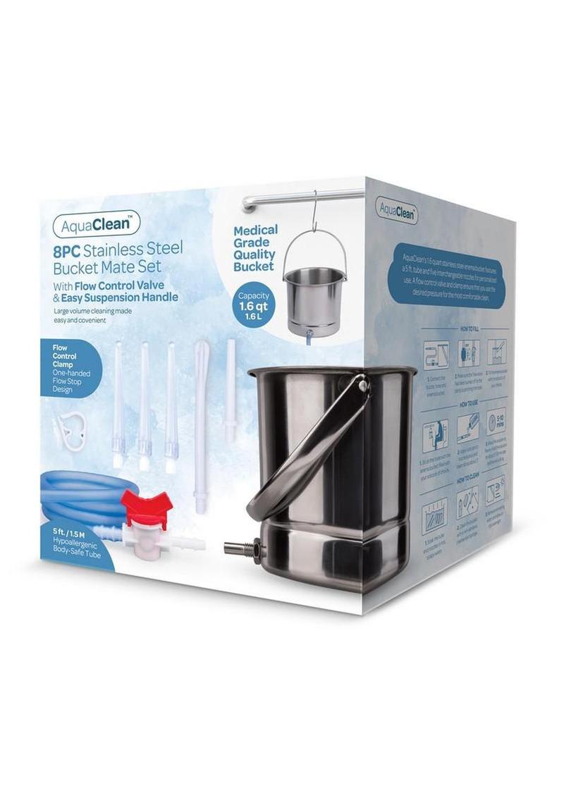 Aquaclean Stainless Steel Bucket Mate Set with Interchangeable Nozzle