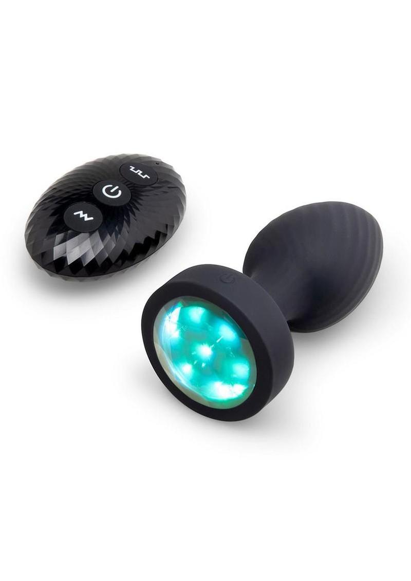 B-Vibe Light-Up Rechargeable Silicone Butt Plug 3.5in with Remote Control