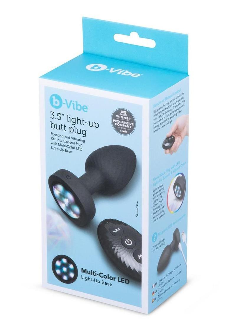 B-Vibe Light-Up Rechargeable Silicone Butt Plug 3.5in with Remote Control