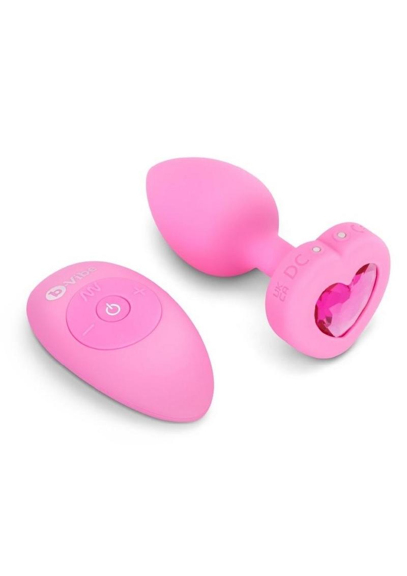 B-Vibe Vibrating Heart Shape Jewel Rechargeable Silicone Anal Plug with Remote