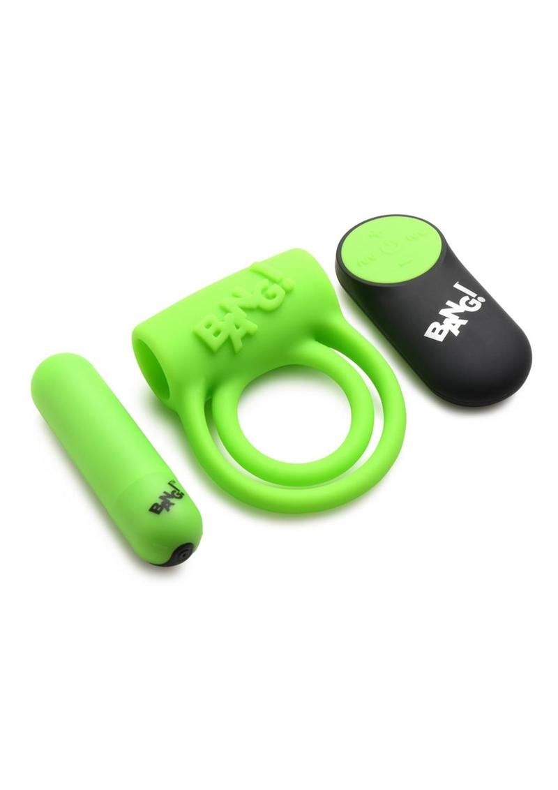 Bang! 28x Glow In The Dark Rechargeable Silicone Cock Ring with Remote