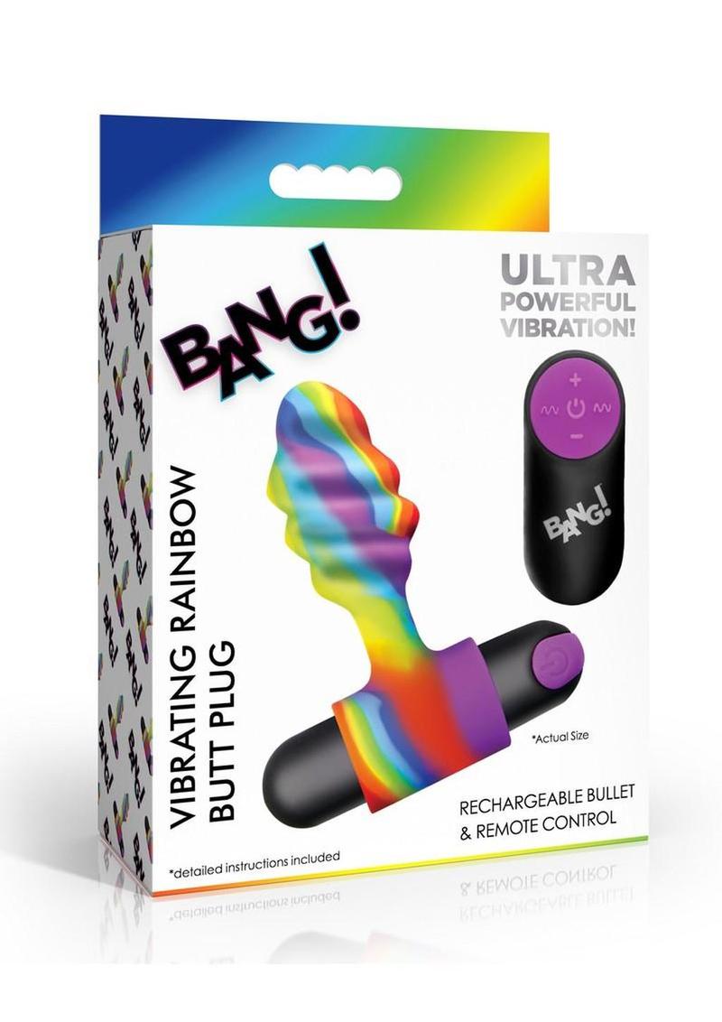 Bang Vibrating Rainbow Butt Plug Silicone Rechargeable