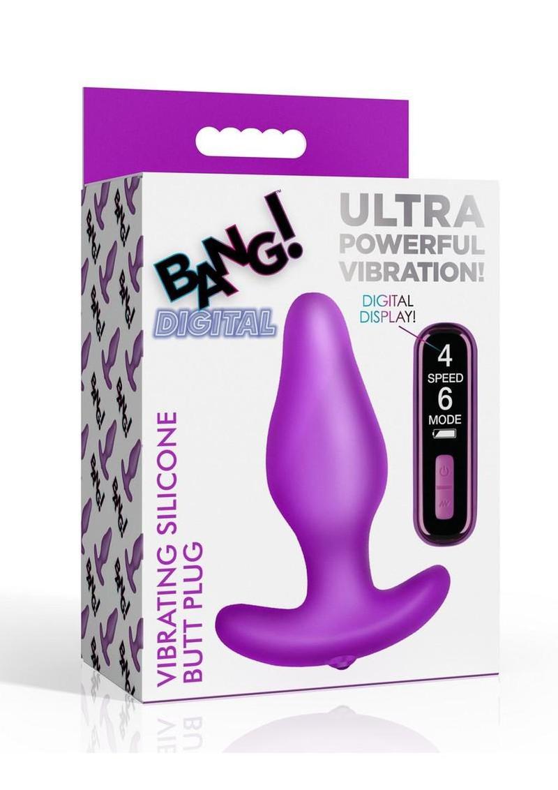 Bang! Vibrating Rechargeable Silicone Butt Plug with Digital Remote Control