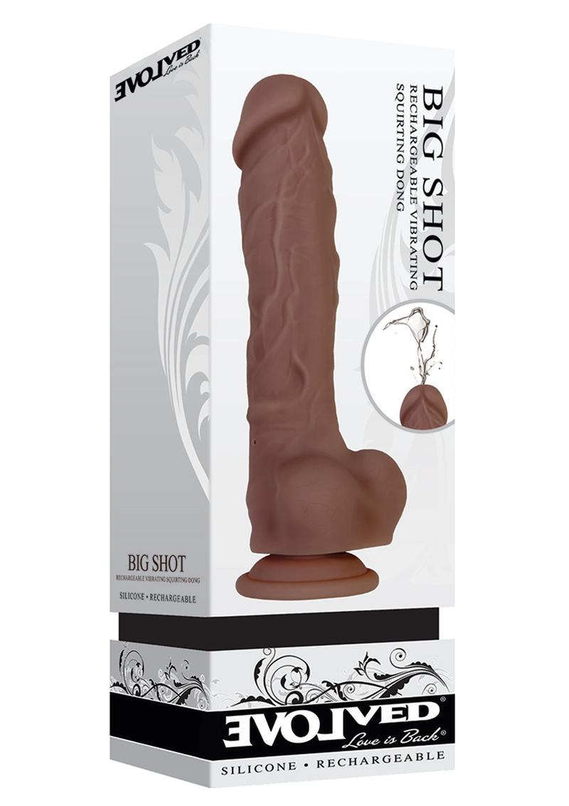 Big Shot Rechargeable Silicone Vibrating Squirting Dong with Balls