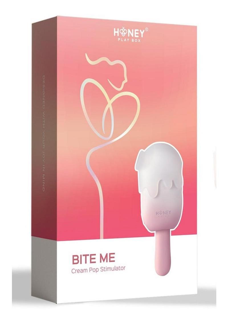 Bite Me Sucking Tapping and Vibrating Silicone Rechargeable Cream Pop Stimulator