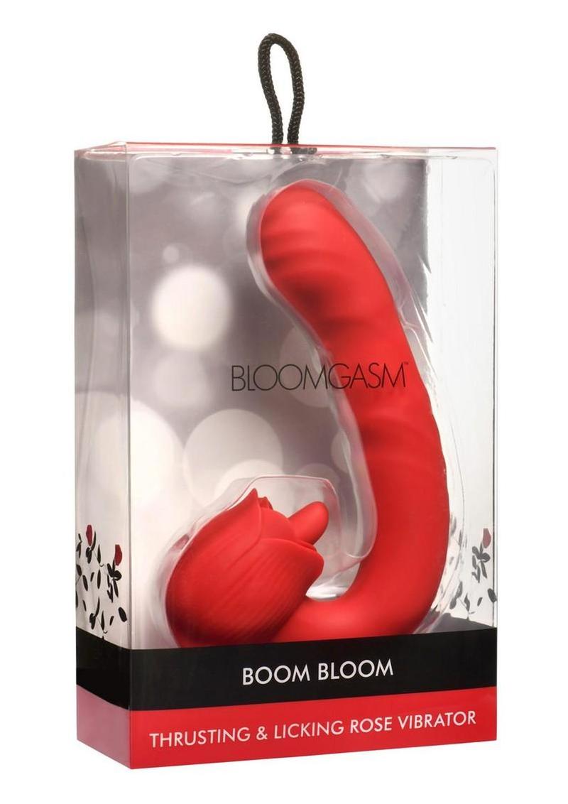 Bloomgasm Boom Bloom Thrusting and Licking Rechargeable Silicone Rose Vibrator