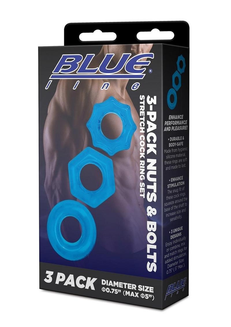 Blue Line Nuts and Bolts Stretch Cock Ring