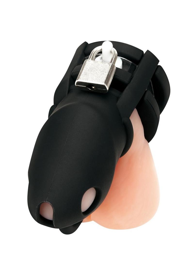 Blue Line Silicone Cock Cage with Ball Divider