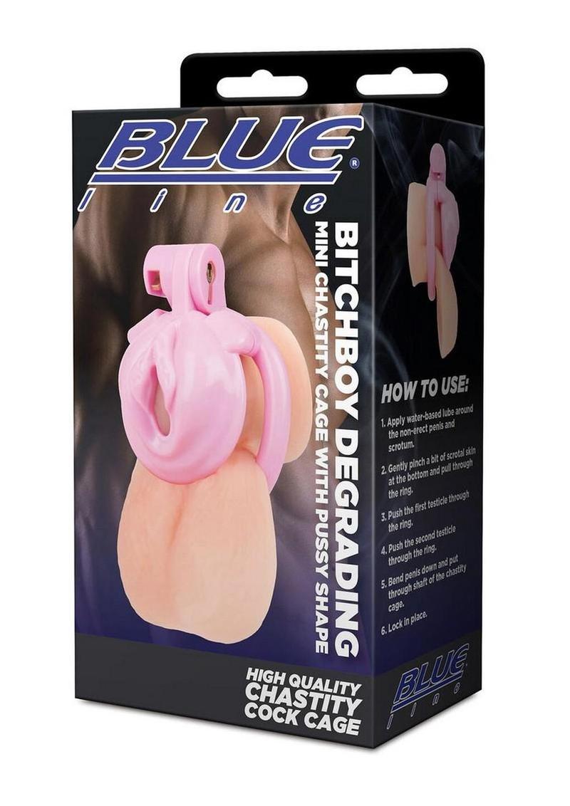 Blueline Bitchboy Degrading Mini Chastity Cage with Pussy Shape