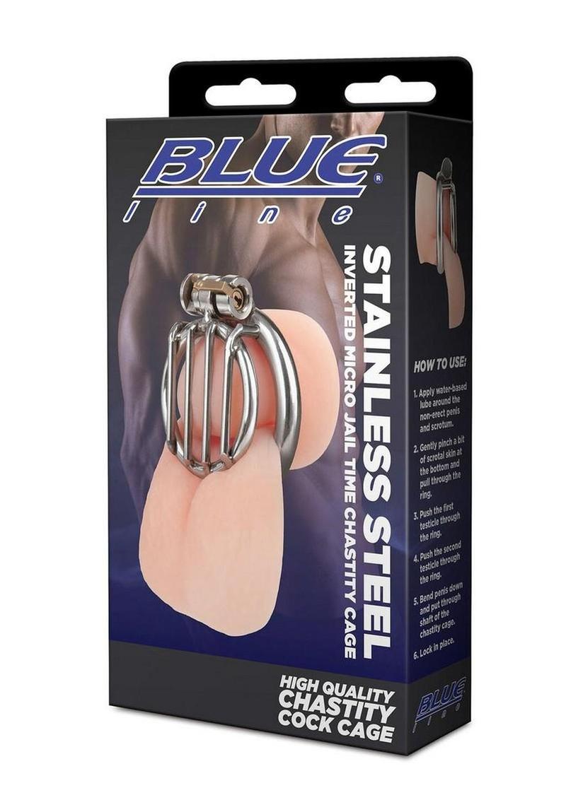 Blueline Stainless Steel Inverted Micro Jail Time Chastity Cage