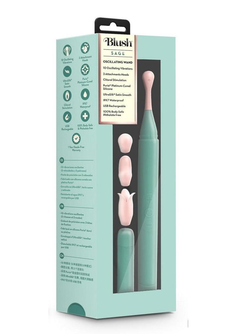 Blush Collection Sage Rechargeable Oscillating Wand Vibrator