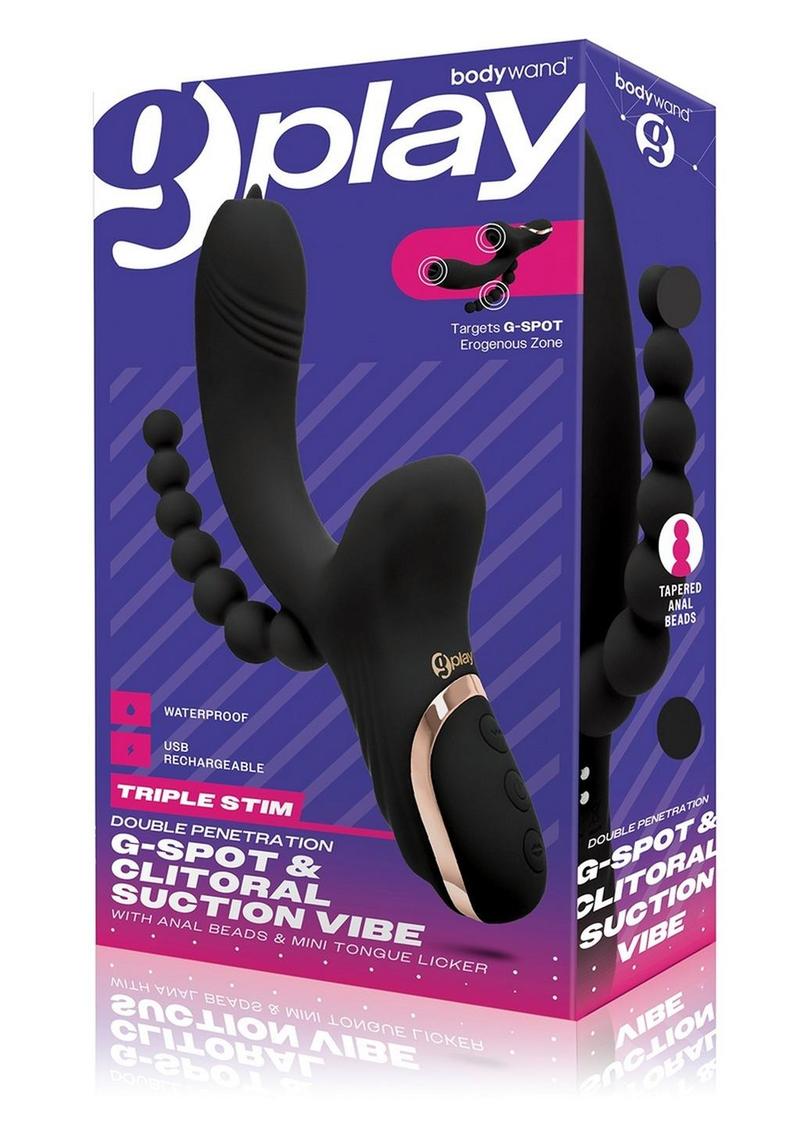 Bodywand G-Play Rechargeable Silicone G-Spot and Suction Vibrator with Anal Beads