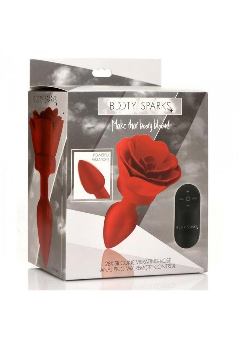Booty Sparks 28x Rechargeable Silicone Vibrating Rose Anal Plug with Remote Control