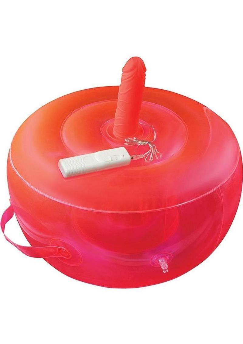 Bouncy Banger Inflatable Cushion with Wire Controller Vibrating Silicone Dildo