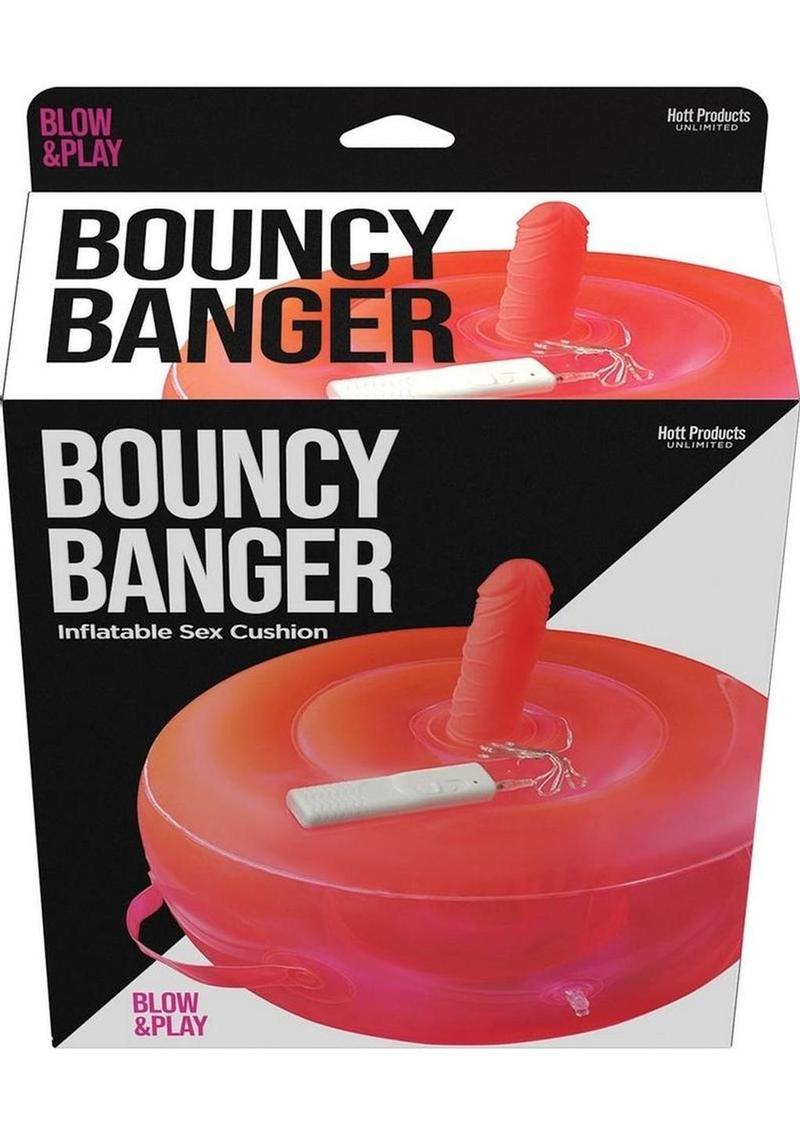 Bouncy Banger Inflatable Cushion with Wire Controller Vibrating Silicone Dildo