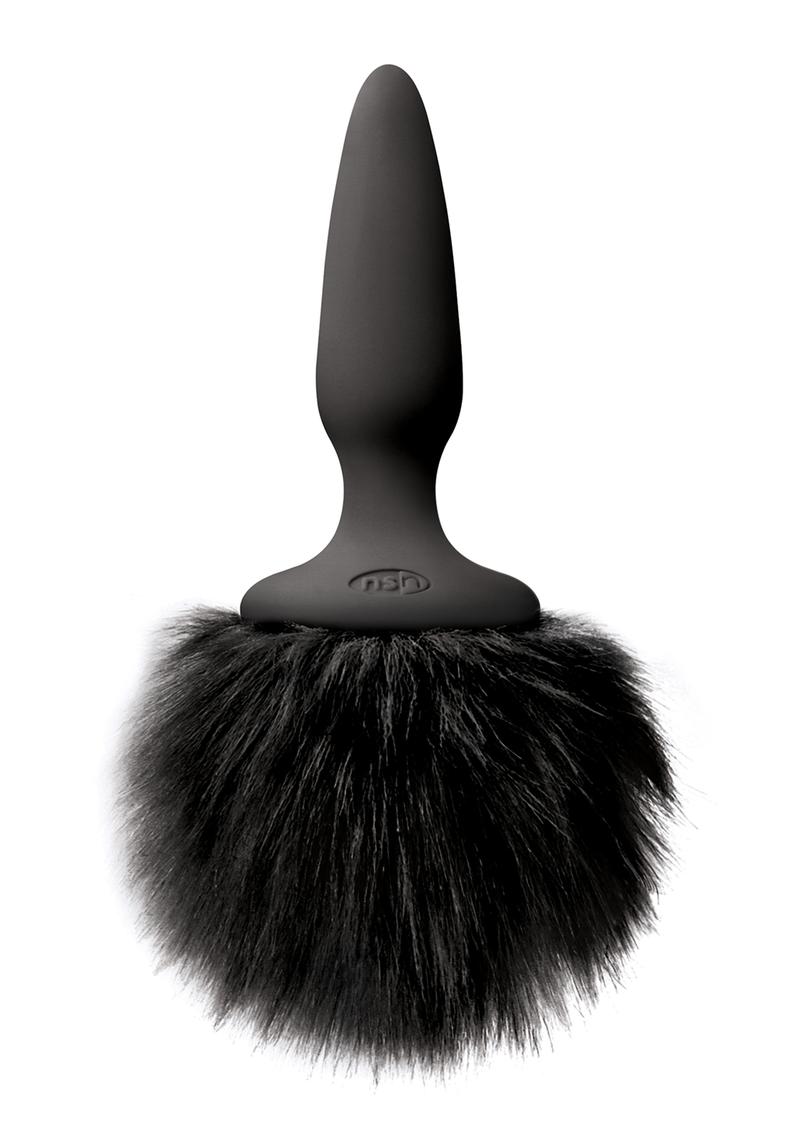 Bunny Tails Mini Silicone Butt Plug - Black Fur