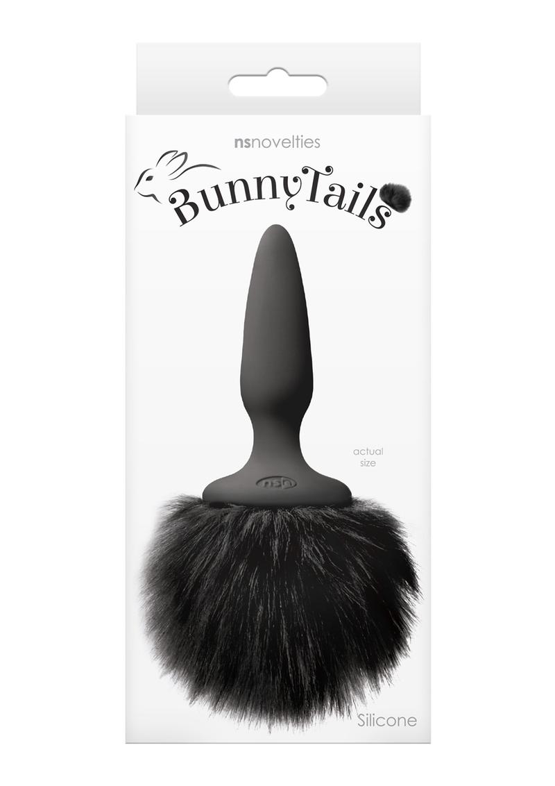Bunny Tails Mini Silicone Butt Plug - Black Fur