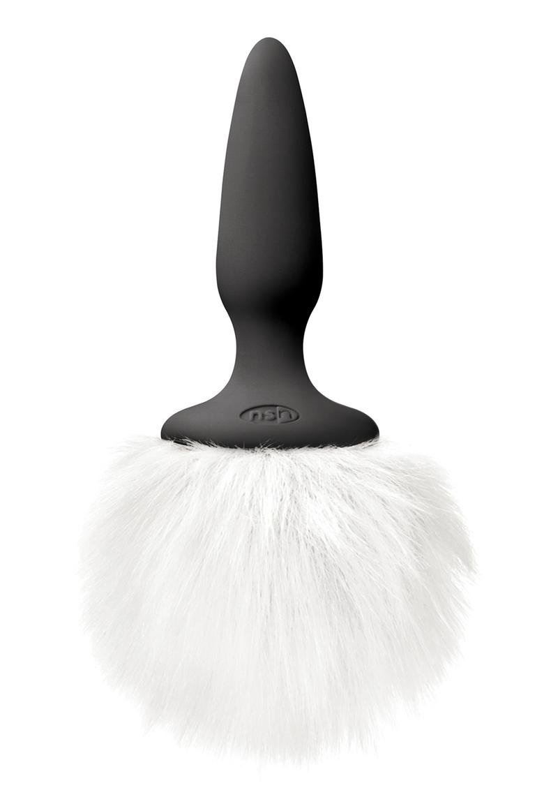 Bunny Tails Mini Silicone Butt Plug - White Fur
