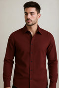 Men's Burgundy Color Premium Full Sleeve Shirt