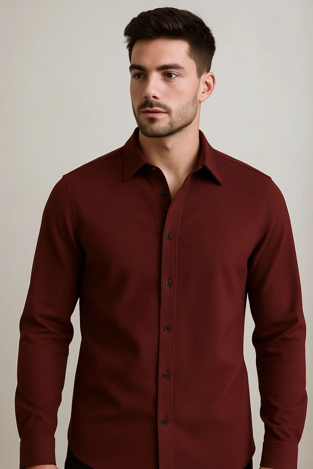 Men's Burgundy Color Premium Full Sleeve Shirt