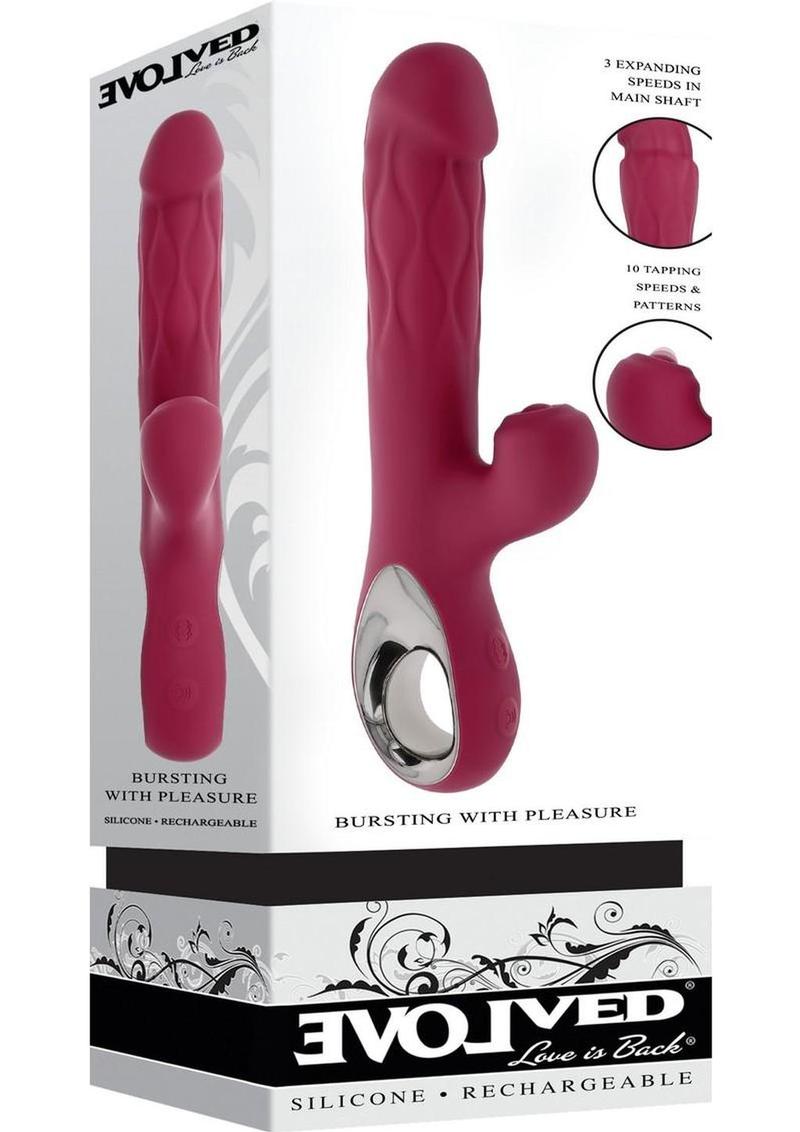 Bursting with Pleasure Rechargeable Silicone Inflatable Dual Rabbit Vibrator