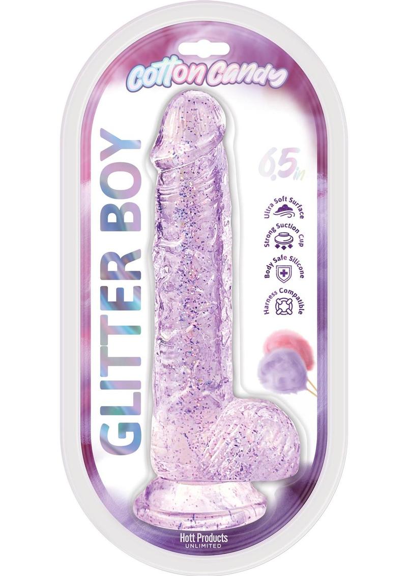 Cotton Candy Glitter Boy Silicone Dildo 6.5in - Lavender