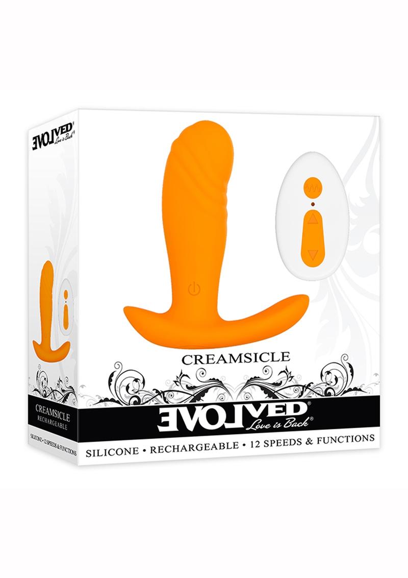 Creamsicle Silicone Rechargeable Wearable Vibrator with Remote Control