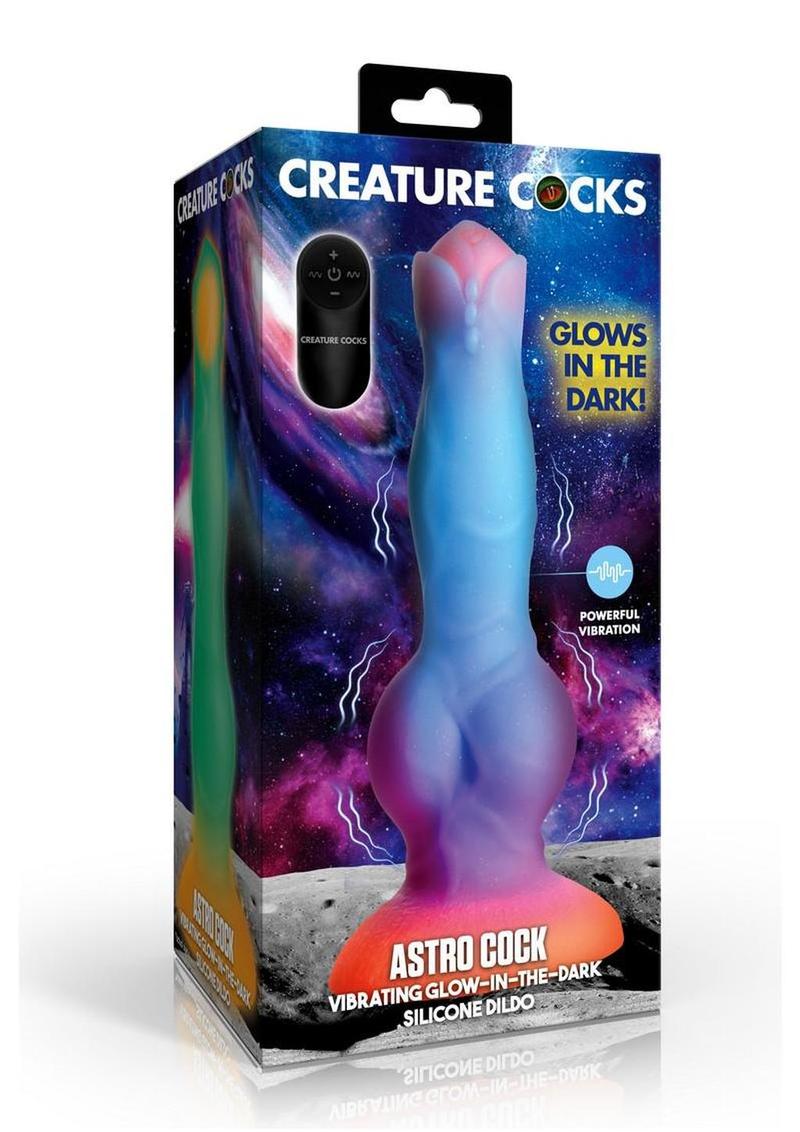 Creature Cocks Astro Cock Vibrating Glow In The Dark Silicone Dildo