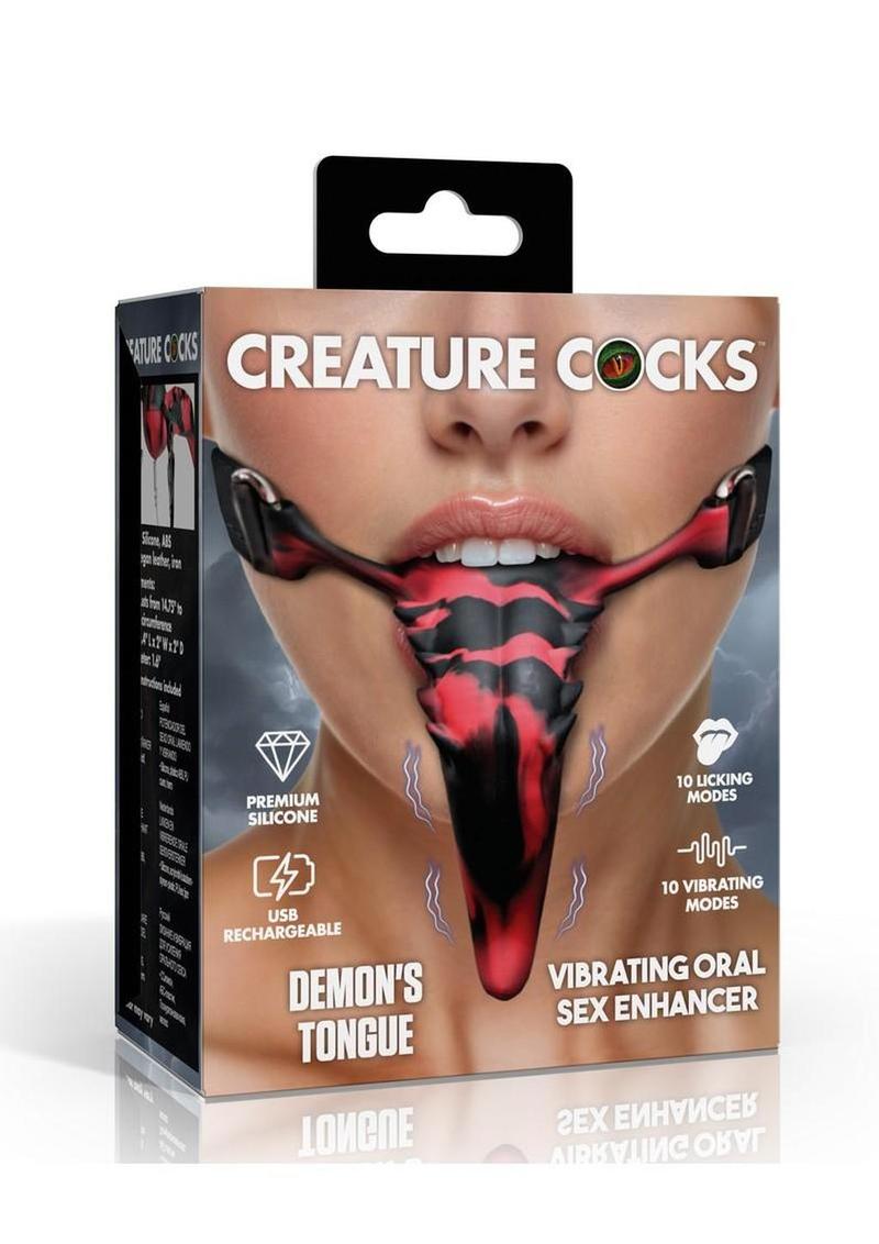 Creature Cocks Demon's Tongue Vibrating Rechargeable Silicone Oral Enhancer with Harness