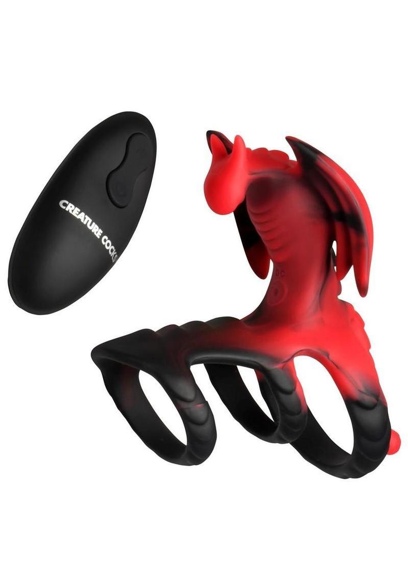 Creature Cocks Dragon Flight Vibrating Rechargeable Silicone Cock Ring with Remote