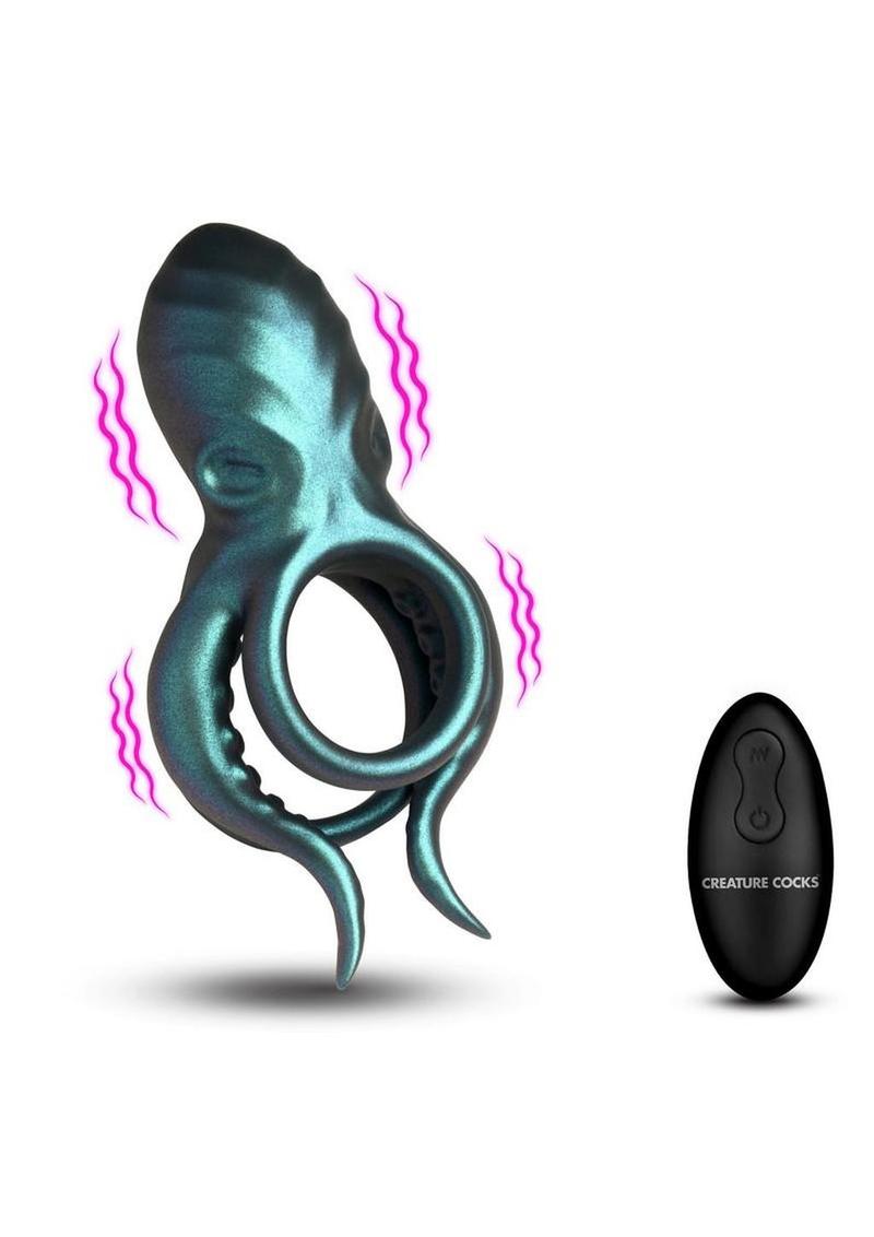 Creature Cocks Octo Grip Vibrating Rechargeable Silicone Cock Ring with Remote